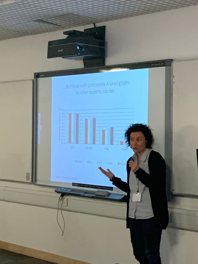 Gillian Wyness presenting to students