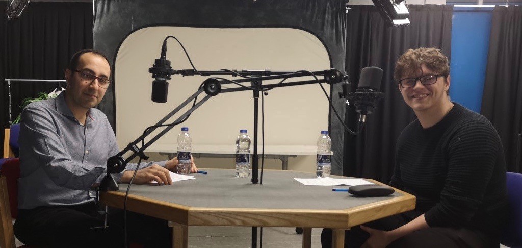 Ramin and Sam podcast setup